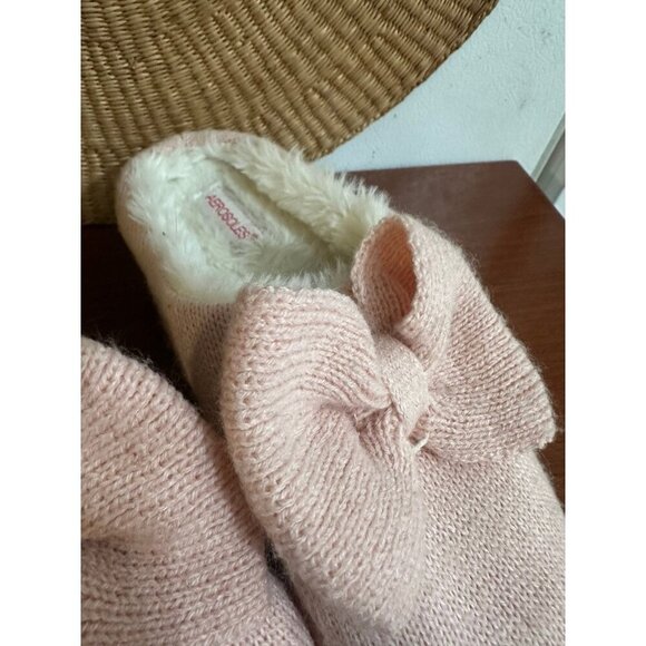 Aerosoles Pink Knit Slippers with Bow – Size Small (5-6) - Picture 4 of 12